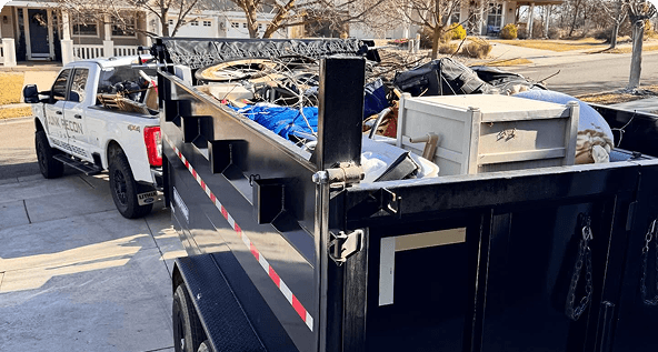 Junk Recon Idaho junk removal truck and trailer serving Boise and Treasure Valley